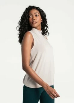 LOLE Downtown Sleeveless Mock Neck Top - Abalone Heather -Outlet LOLE Store LSW4271 W435 3 1900x