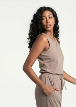 LOLE Effortless Cotton Jumpsuit - Fossil -Outlet LOLE Store LSW4307 C213 4 1900x