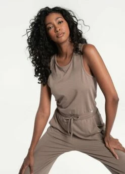 LOLE Effortless Cotton Jumpsuit - Fossil -Outlet LOLE Store LSW4307 C213 6 1900x