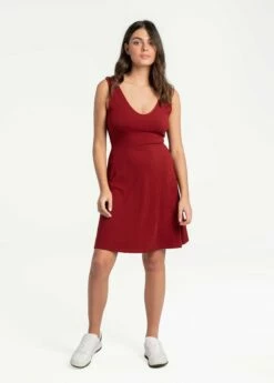 LOLE Traverse V-Neck Dress - Merlot -Outlet LOLE Store LSW4308 R421 3 1900x