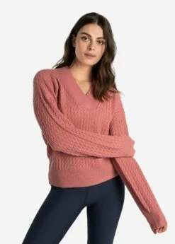 LOLE Camille V-Neck Sweater - Peony Heather