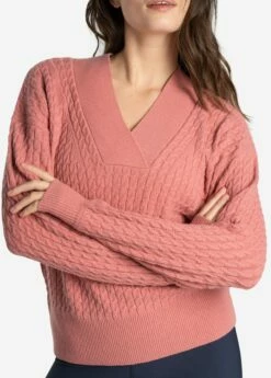 LOLE Camille V-Neck Sweater - Peony Heather -Outlet LOLE Store LSW4354 K770 4 1900x