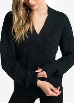 LOLE Camille V-Neck Sweater - Black Heather -Outlet LOLE Store LSW4354 N134 2 1900x