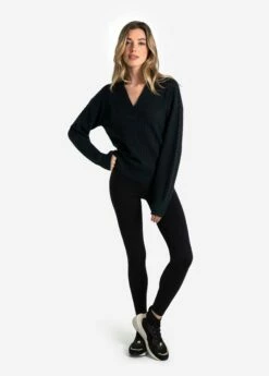 LOLE Camille V-Neck Sweater - Black Heather -Outlet LOLE Store LSW4354 N134 5 1900x