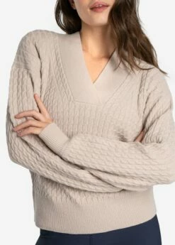 LOLE Camille V-Neck Sweater - Abalone Heather -Outlet LOLE Store LSW4354 W435 4 1900x