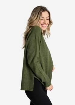 LOLE Camille Crew Neck Sweater - Tarragon Heather 8 LOLE Camille Crew Neck Sweater - Tarragon Heather -Outlet LOLE Store LSW4356 V802 2 1900x