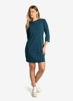 LOLE Performance Wool 3/4 Sleeve Dress - Fjord Blue -Outlet LOLE Store LSW4392 BB49 3 1900x
