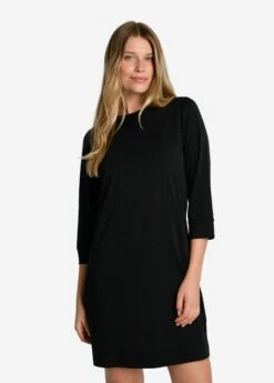 LOLE Performance Wool 3/4 Sleeve Dress - Black -Outlet LOLE Store LSW4392 N415 2 1900x