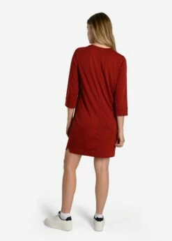 LOLE Performance Wool 3/4 Sleeve Dress - Merlot -Outlet LOLE Store LSW4392 R421 3 1900x