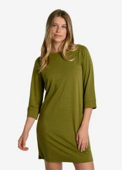 LOLE Performance Wool 3/4 Sleeve Dress - Tarragon -Outlet LOLE Store LSW4392 V794 2 1900x