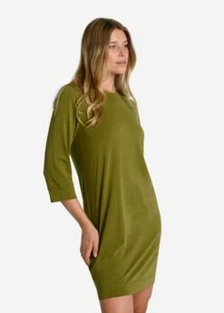 LOLE Performance Wool 3/4 Sleeve Dress - Tarragon -Outlet LOLE Store LSW4392 V794 3 1900x