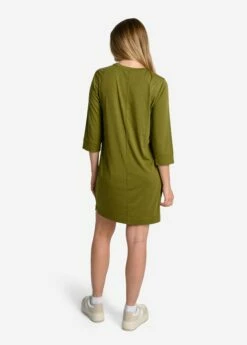 LOLE Performance Wool 3/4 Sleeve Dress - Tarragon -Outlet LOLE Store LSW4392 V794 4 1900x