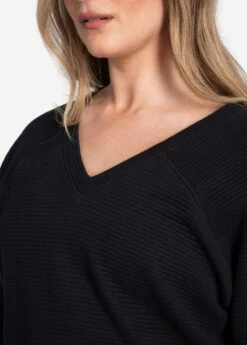LOLE Ottoman V-Neck Pullover - Black -Outlet LOLE Store LSW4397 N415 2 1900x