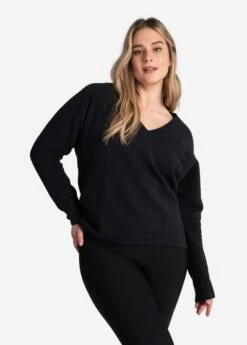 LOLE Ottoman V-Neck Pullover - Black -Outlet LOLE Store LSW4397 N415 4 1900x