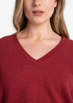LOLE Ottoman V-Neck Pullover - Merlot -Outlet LOLE Store LSW4397 R421 5 1900x