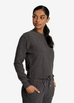 LOLE Om Tech Crew Neck Long Sleeve - Magnet Heather -Outlet LOLE Store LSW4404 G471 3 1900x