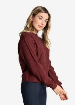 LOLE Om Tech Crew Neck Long Sleeve - Port Heather -Outlet LOLE Store LSW4404 R425 3 1900x