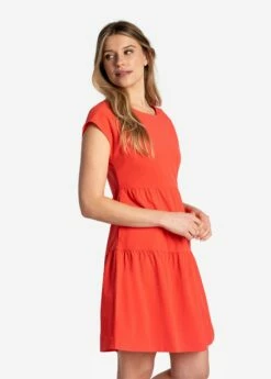 LOLE Olivie Short Sleeve Dress - Cayenne -Outlet LOLE Store LSW4430 R397 2 1900x