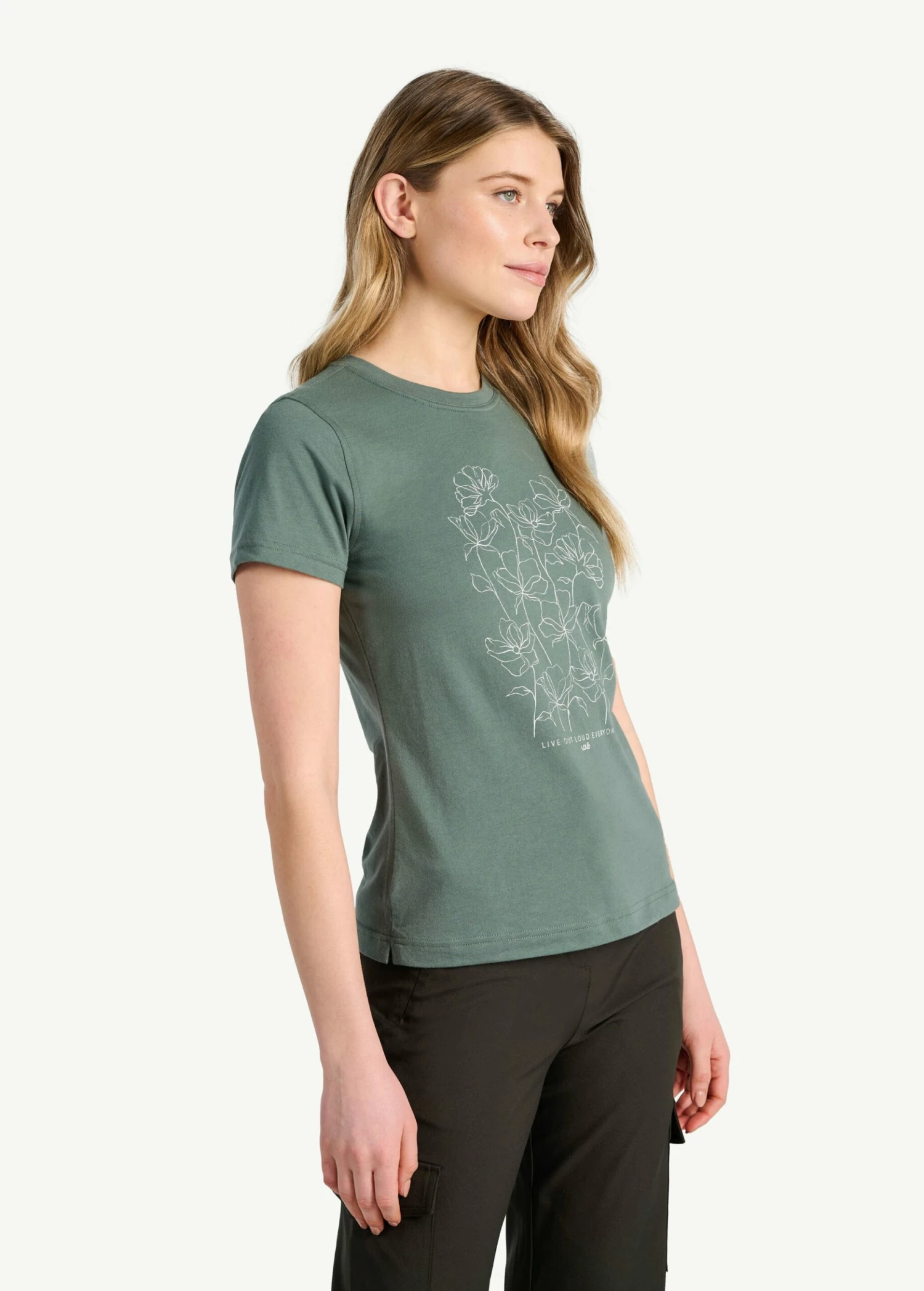 LOLE Laurier Distressed T-Shirt - Marlin Blue Floral Line 4 LOLE Laurier Distressed T-Shirt - Marlin Blue Floral Line - Image 2