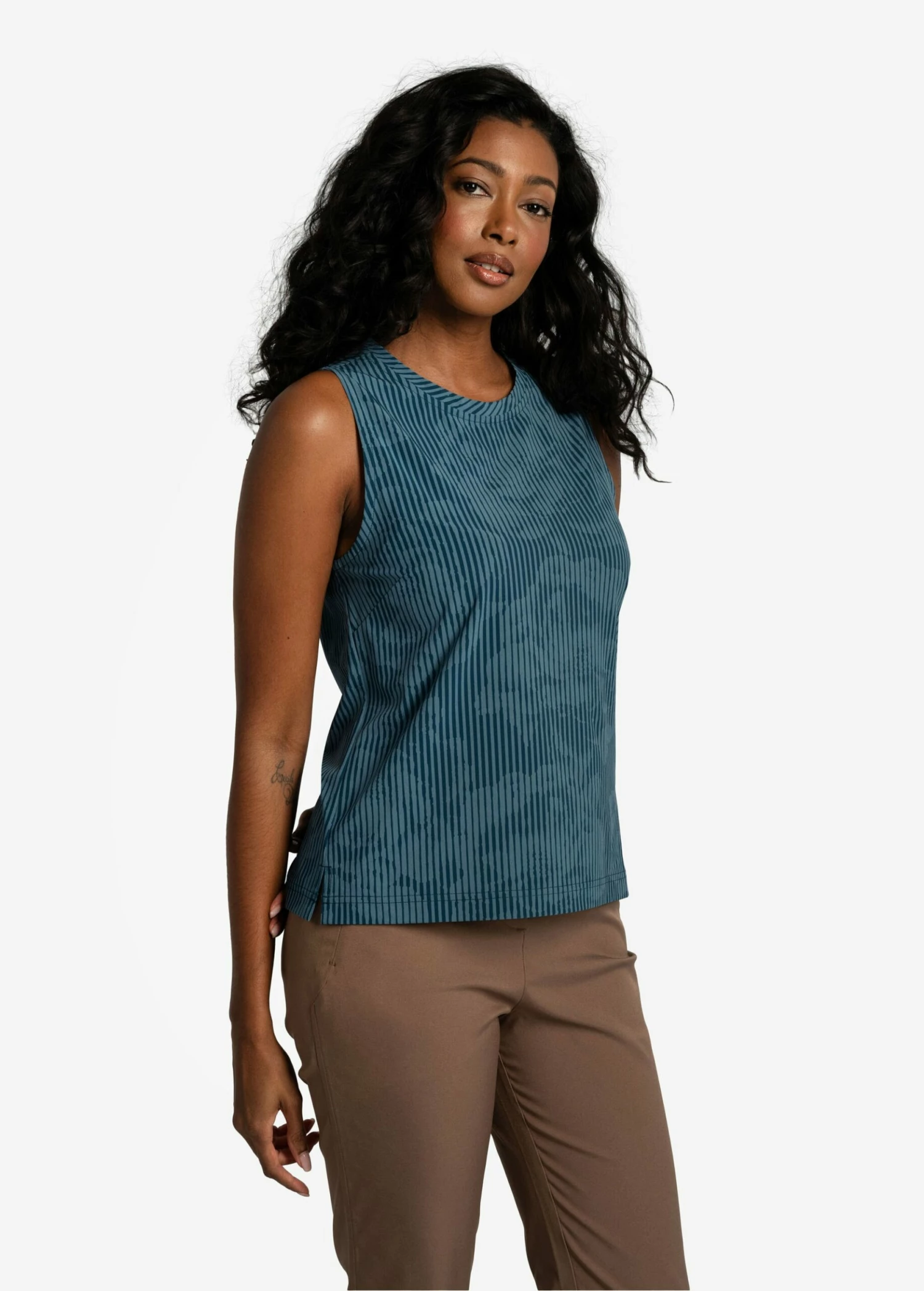 LOLE Olivie Tank Top - Floral Illusion Fjord Blue 4 LOLE Olivie Tank Top - Floral Illusion Fjord Blue - Image 2