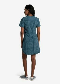 LOLE Olivie V-Neck Dress - Floral Illusion Fjord Blue -Outlet LOLE Store LSW4478 BB63 3 1900x