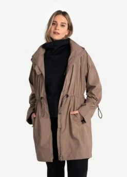 LOLE Piper Oversized Rain Jacket - Fossil -Outlet LOLE Store LUW0870 C213 2 1900x