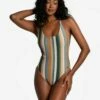 LOLE Soleil One Piece Swimsuit - Rio Stripe Marlin Blue